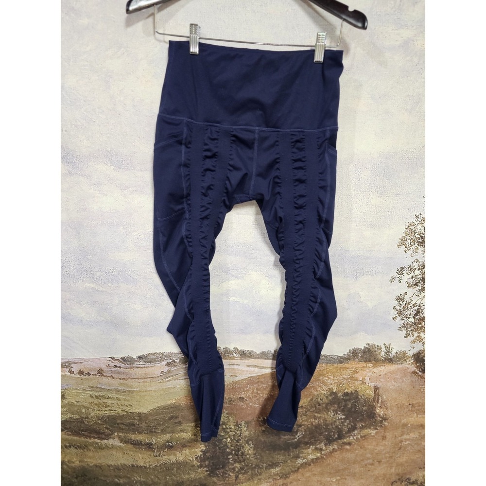Sweetflexx Resistance Leggings Compression Pockets Capri Women's Size 10 Blue